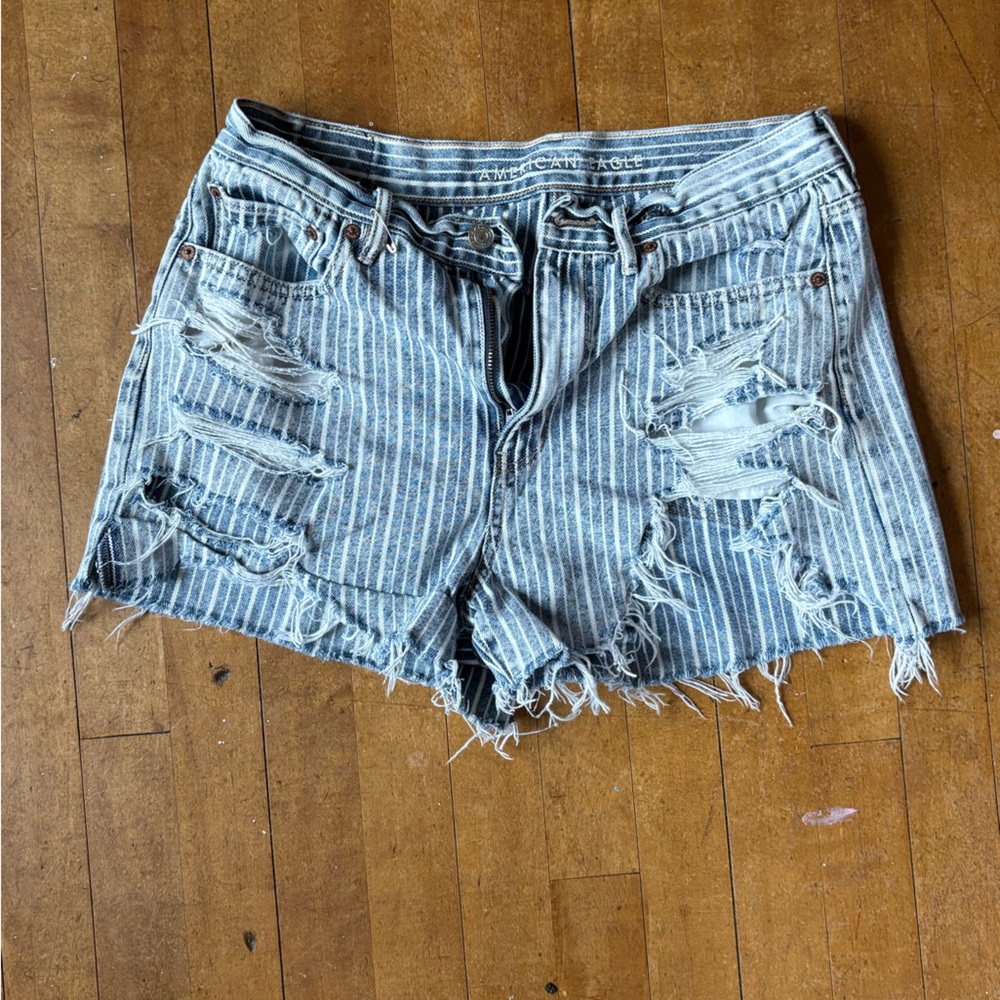 American Eagle Outfitters Blue and White Striped Denim